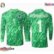 Camiseta Países Bajos Bart Verbruggen #1 Portero Primera Equipación Eurocopa 2024 manga larga